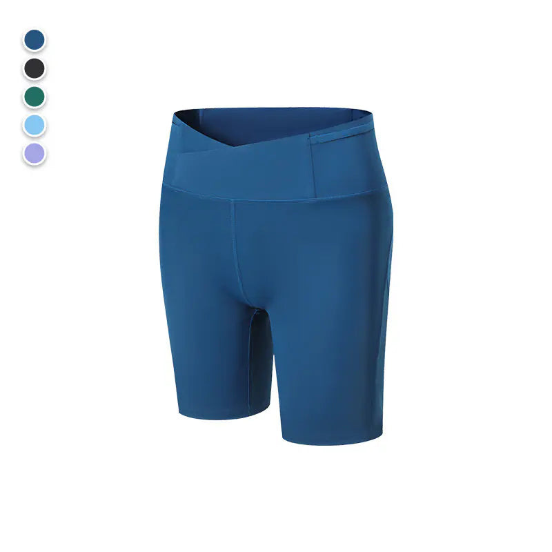 High waisted hip lifting fitness five leggings female professional yoga pants running sports shorts outside cycling compression pants