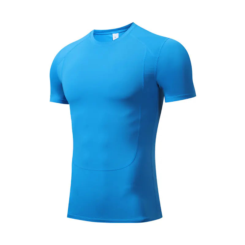 Tight fitness training T-shirt men's outdoor basketball sports quick-drying elastic compression shapewear tummy tuck