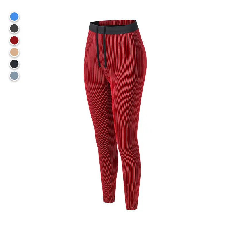 Women's Threaded Tight Compression Pants Athletic Marathon Quick Dry Breathable Sweat Conductive Cell Phone Pocket Sports Training Pants