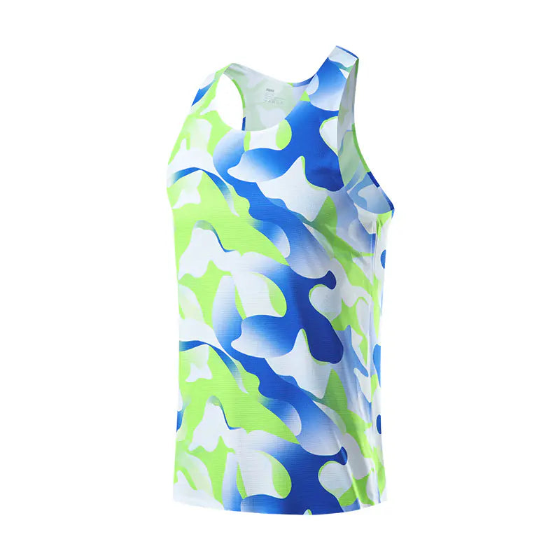 Athletic Racing Vest Men's Athletic Training Lightweight Marathon Running Quick Drying Top Camouflage Printed Shoulders