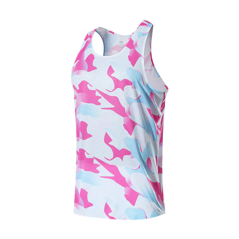 Athletic Racing Vest Men's Athletic Training Lightweight Marathon Running Quick Drying Top Camouflage Printed Shoulders