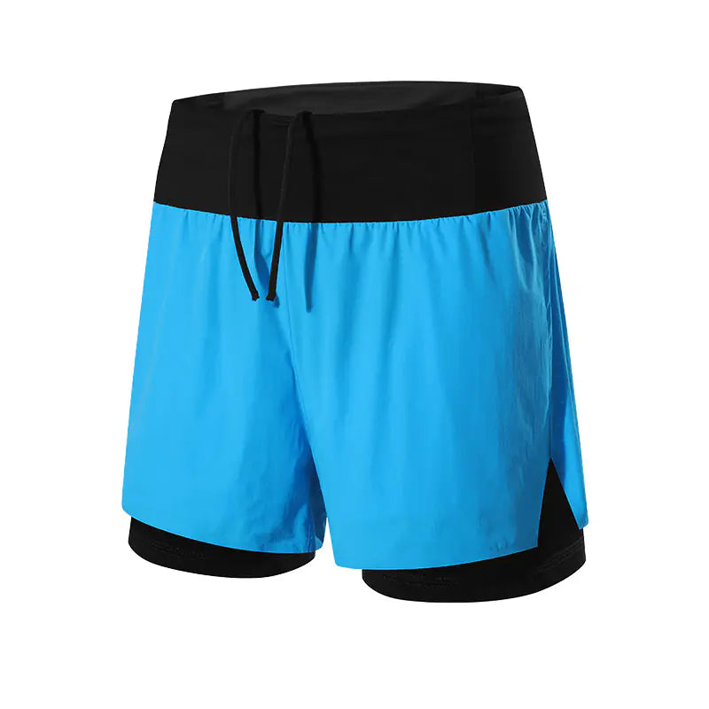 Cross Country Running Sports Shorts Men Summer Outdoor Marathon Fitness Basketball Double Layer Fake Two Piece Running Quick Dry Shorts