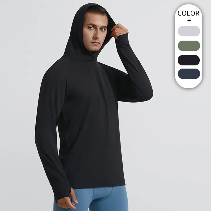 Autumn new men's hooded sweatshirt running sports fitness clothes breathable casual long-sleeved T-shirt