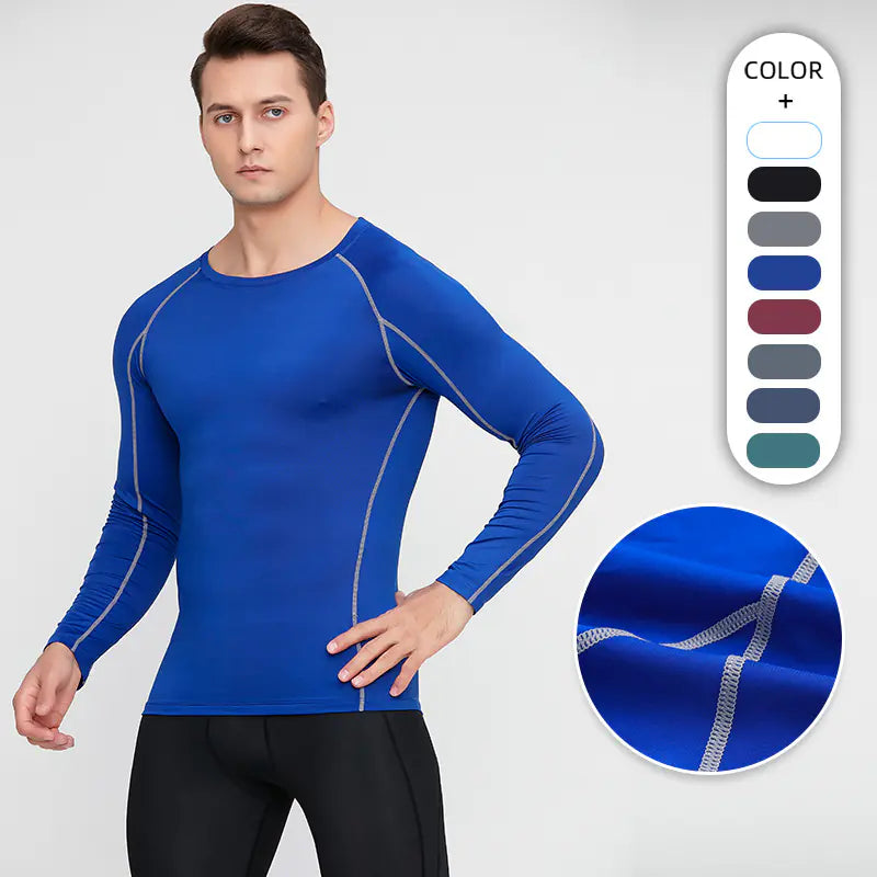 Men's Fitness Clothing Marathon Running Sports Training Quick Dry Breathable Long Sleeve Stretch PRO Tights