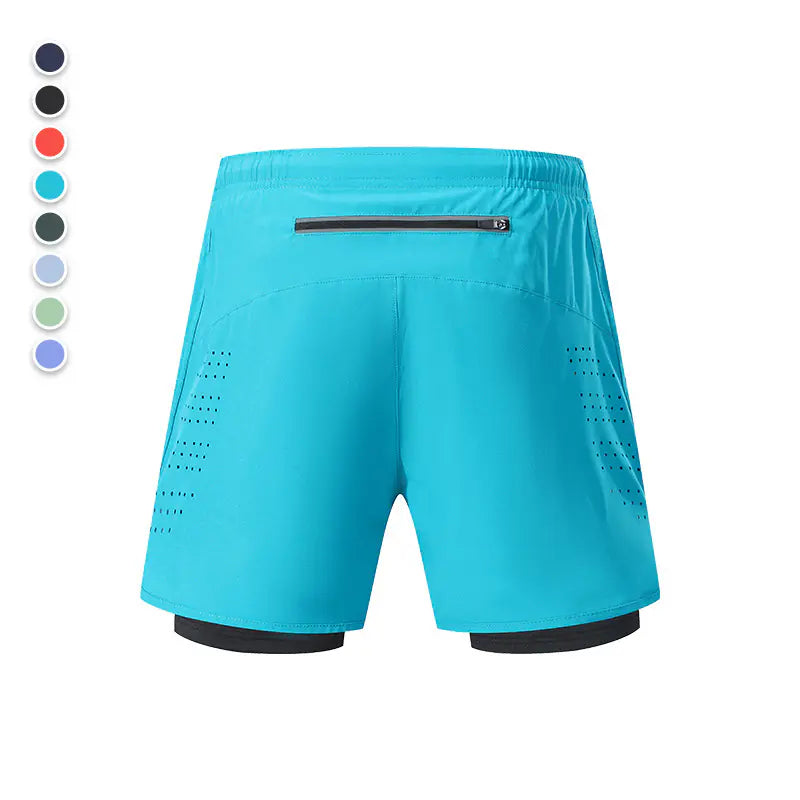 Summer Outdoor Marathon Running Fitness Shorts Women's Fake Two Pieces Three Points Yoga Pants Anti-Glare Sports Shorts