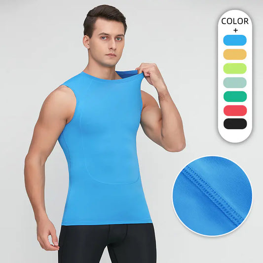 Summer quick-drying fitness shaping undershirt men outdoor basketball marathon breathable sleeveless sports training compression undershirt