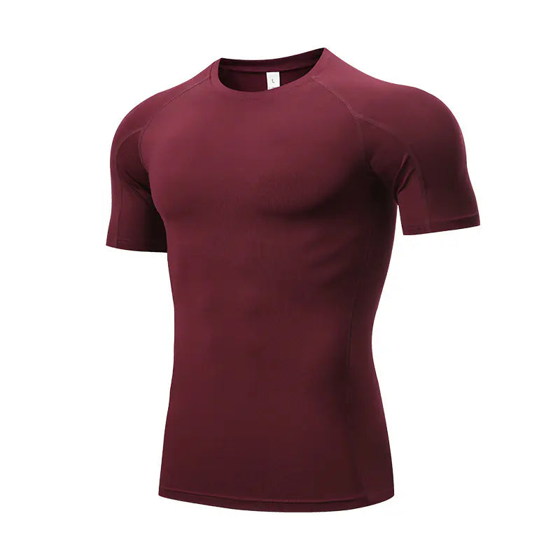 Fitness clothing men's PRO tight short-sleeved T-shirt marathon running sports elastic fast drying clothes training clothes