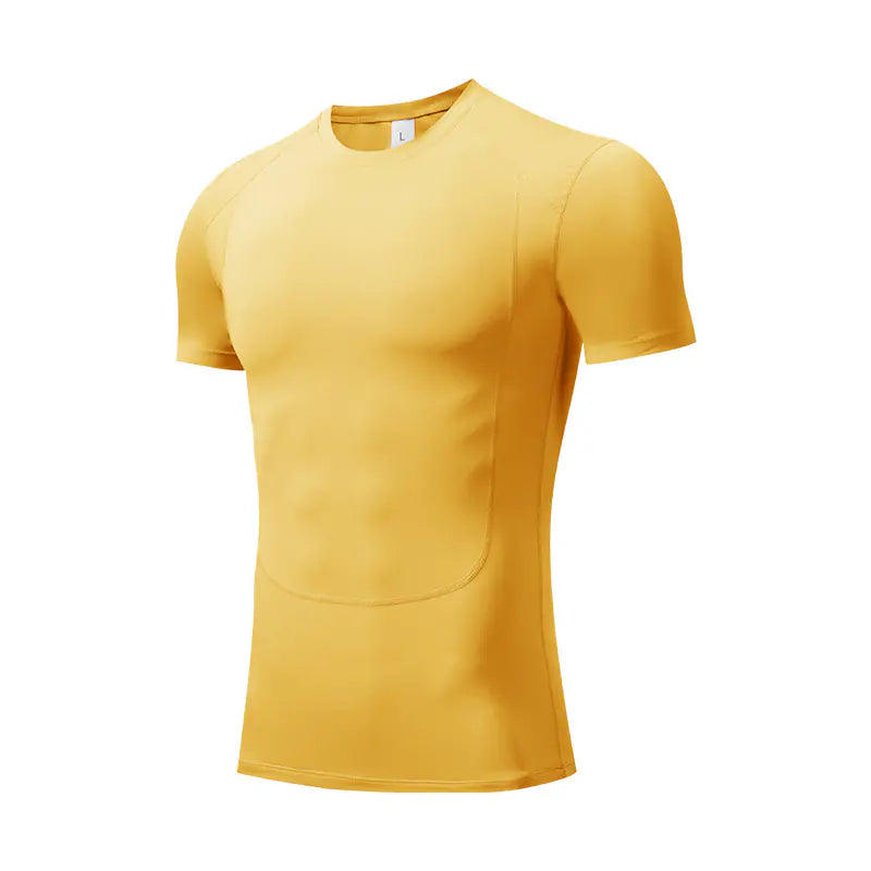 Tight fitness training T-shirt men's outdoor basketball sports quick-drying elastic compression shapewear tummy tuck
