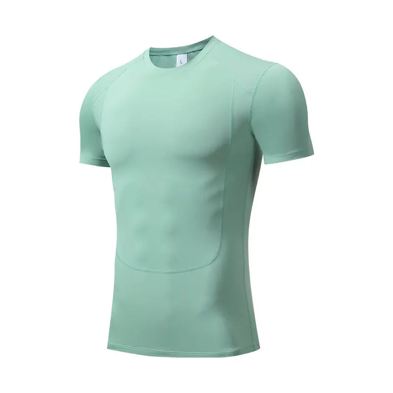 Tight fitness training T-shirt men's outdoor basketball sports quick-drying elastic compression shapewear tummy tuck