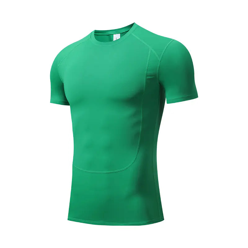 Tight fitness training T-shirt men's outdoor basketball sports quick-drying elastic compression shapewear tummy tuck