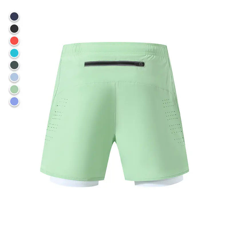 Summer Outdoor Marathon Running Fitness Shorts Women's Fake Two Pieces Three Points Yoga Pants Anti-Glare Sports Shorts