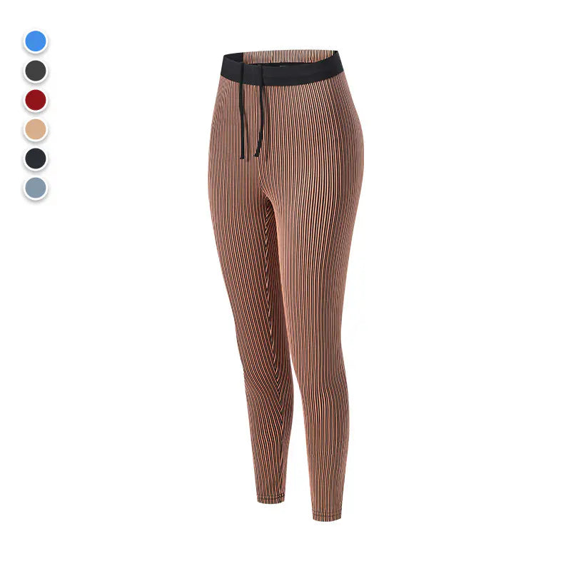 Women's Threaded Tight Compression Pants Athletic Marathon Quick Dry Breathable Sweat Conductive Cell Phone Pocket Sports Training Pants