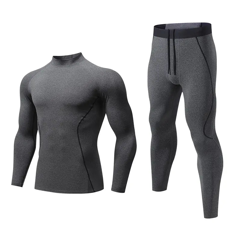 Fall and winter padded men's tight fitness clothing suit basketball quick dry high elastic bottoming outdoor running fitness training clothes