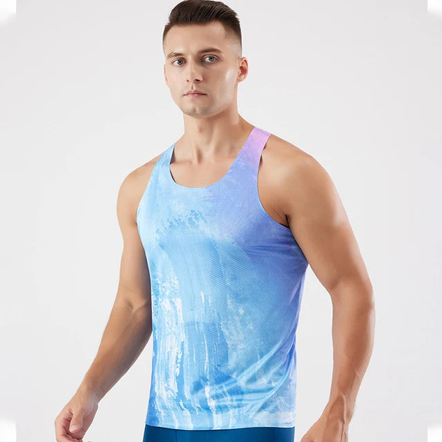 Marathon Running Vest Men Summer Sleeveless Tees Loose Exercise Quick-dry Breathable Tops Fitness Waistcoat Athletics Tracksuit