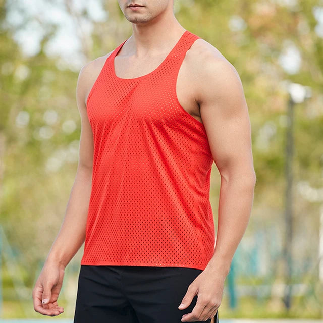 Sport Tank Top Men Quick Dry Running Vest Gym Workout Muscle TankTop Men Summer Fitness Singlet Sleeveless Shirt Brrathable Mesh