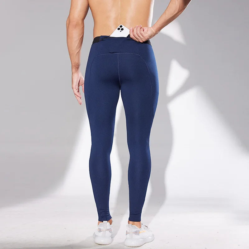 Autumn And Winter Velvet Men's Sports Tight Trousers Warm Bottoming Training Pants High Elastic Breathable Running Pants