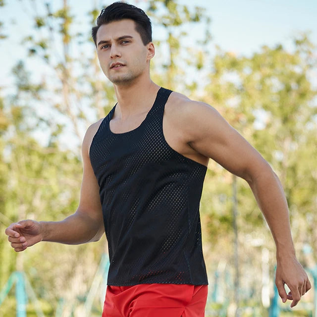 Sport Tank Top Men Quick Dry Running Vest Gym Workout Muscle TankTop Men Summer Fitness Singlet Sleeveless Shirt Brrathable Mesh