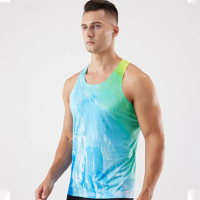 Marathon Running Vest Men Summer Sleeveless Tees Loose Exercise Quick-dry Breathable Tops Fitness Waistcoat Athletics Tracksuit