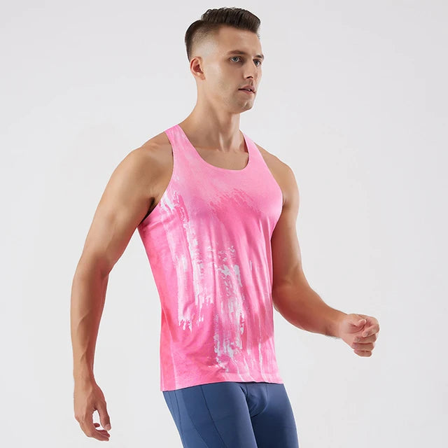 Marathon Running Vest Men Summer Sleeveless Tees Loose Exercise Quick-dry Breathable Tops Fitness Waistcoat Athletics Tracksuit
