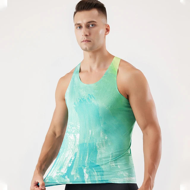 Sport Running Tank Top Men Gym Singlets For Men Gym Clothing 3D Printed Sleeveless Vests Workout Bodybuilding Breathable Shirts