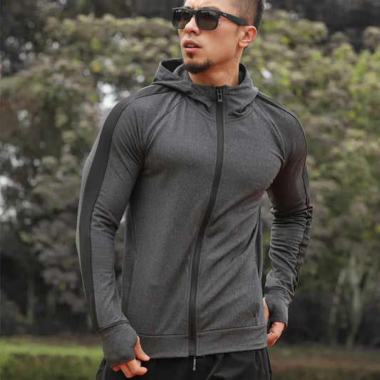 Sports jacket men outdoor quick dry breathable fitness running leisure fall and winter padded cross-border long-sleeved hoodie men