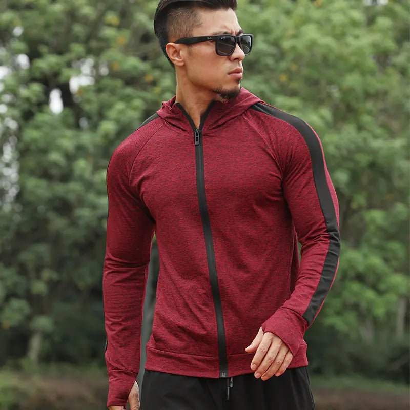 Sports jacket men outdoor quick dry breathable fitness running leisure fall and winter padded cross-border long-sleeved hoodie men